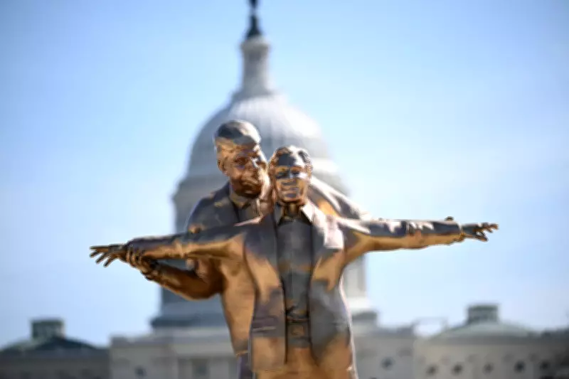 Trump-Epstein Titanic Statue Erected on National Mall by Secret Group