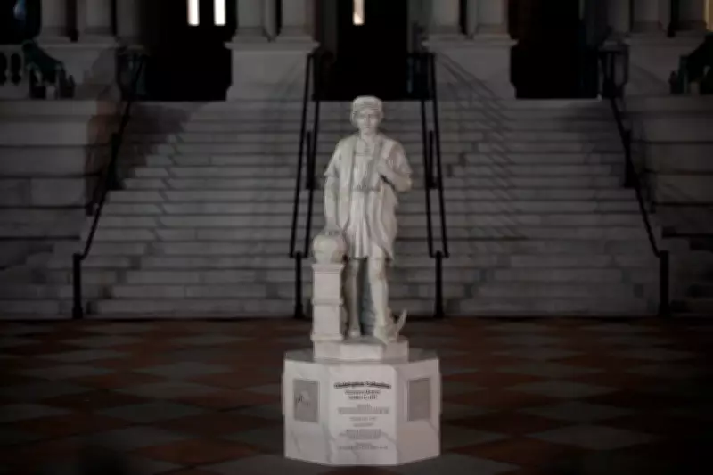 Trump Unveils Replica Columbus Statue on White House Grounds