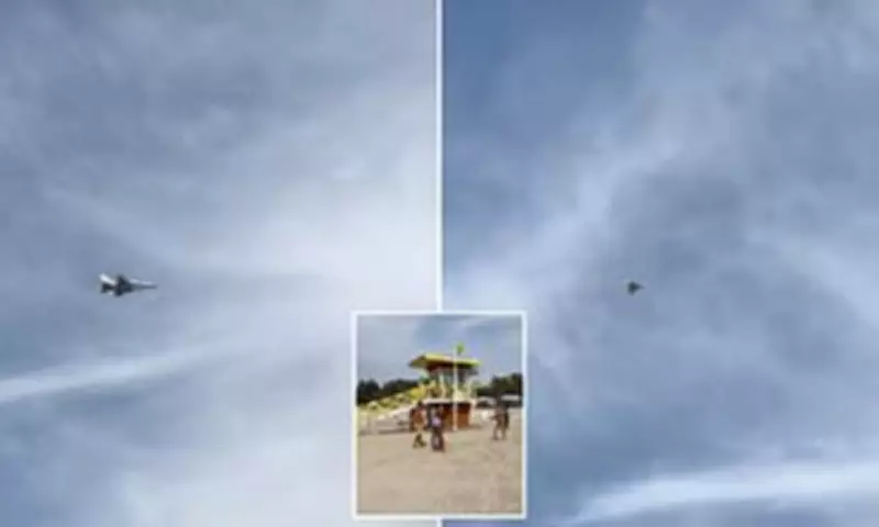 UAE F-16E Intercepts Iranian Drone Over Dubai Beach in Dramatic Footage