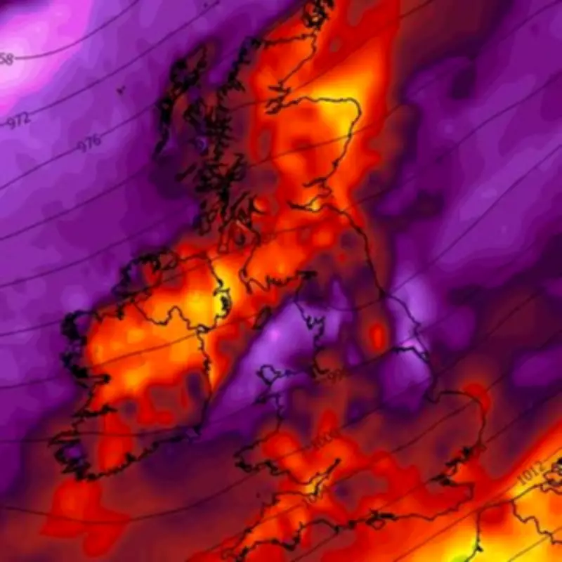 UK Braces for 70mph Gale-Force Winds as Weather Maps Turn Purple
