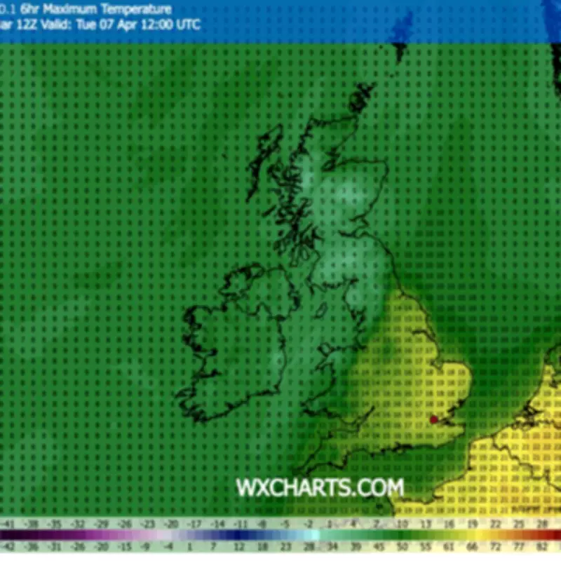 UK Weather Maps Turn Bright Yellow for 18C Scorcher After Easter Bank Holiday