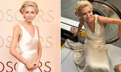 Billionaire Sabine Getty's Oscars Escalator Mishap with Ralph Lauren Gown