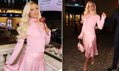 Paris Hilton Rings NYSE Bell in Pink for International Women's Day