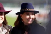 Carole Middleton Wears Princess of Wales's Hat at Cheltenham Ladies' Day
