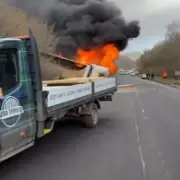 Lorry Erupts in Flames on A1, Tyres Soar 30 Feet in Dramatic Crash