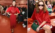 Marisa Abela and Aubrey Plaza Shine in Red at Lacoste Paris Fashion Week Show