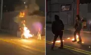 Portland Protester Sets Himself Alight During Anti-ICE Flag Burning Demonstration
