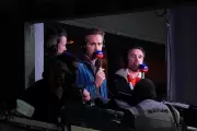 Ryan Reynolds and Rob Mac Cheer Wrexham from Sky Sports Commentary Box