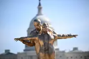 Trump-Epstein Titanic Statue Erected on National Mall by Secret Group