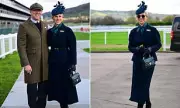 Zara Tindall Stuns at Cheltenham Festival in Navy Wool Suit and Teal Hat