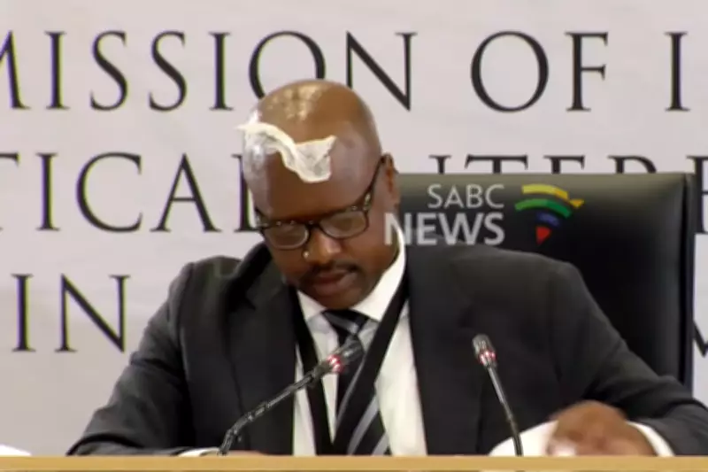 Corruption Inquiry Paused as Ex-Police Chief Gets Tissue Stuck on Forehead