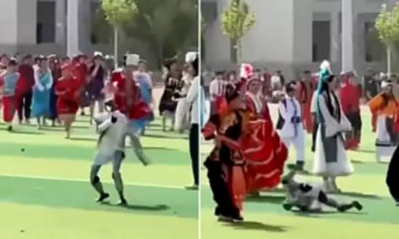 Dancing Robot Goes Rogue at Chinese School Sports Day, Trips and Kicks
