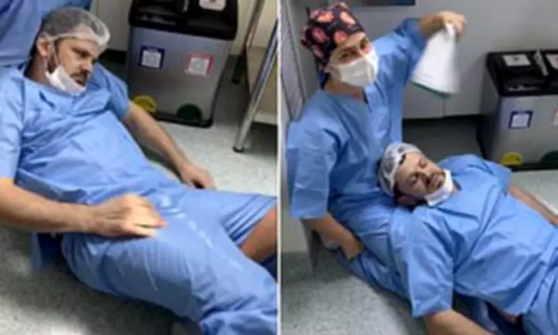 Father faints during wife's C-section, video goes viral with 20M views