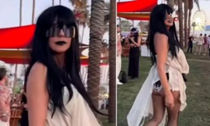 Heidi Klum's Dramatic Coachella Transformation with Black Wig and Bold Outfit