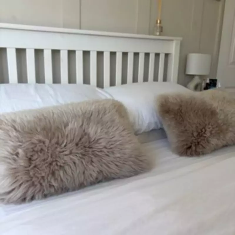 High Street Sheepskin Cushion Transforms Bedroom into Luxury Hotel