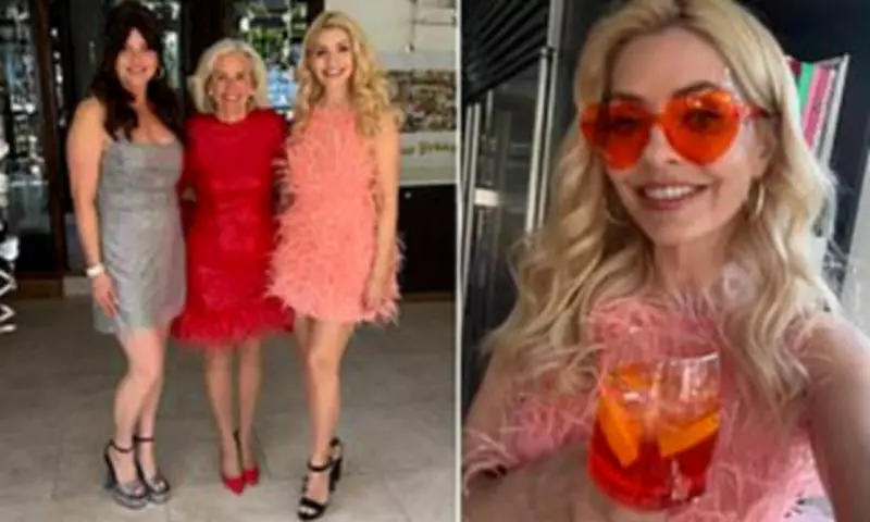Holly Willoughby Stuns in Feathered Mini Dress at Studio 54 Themed Family Party