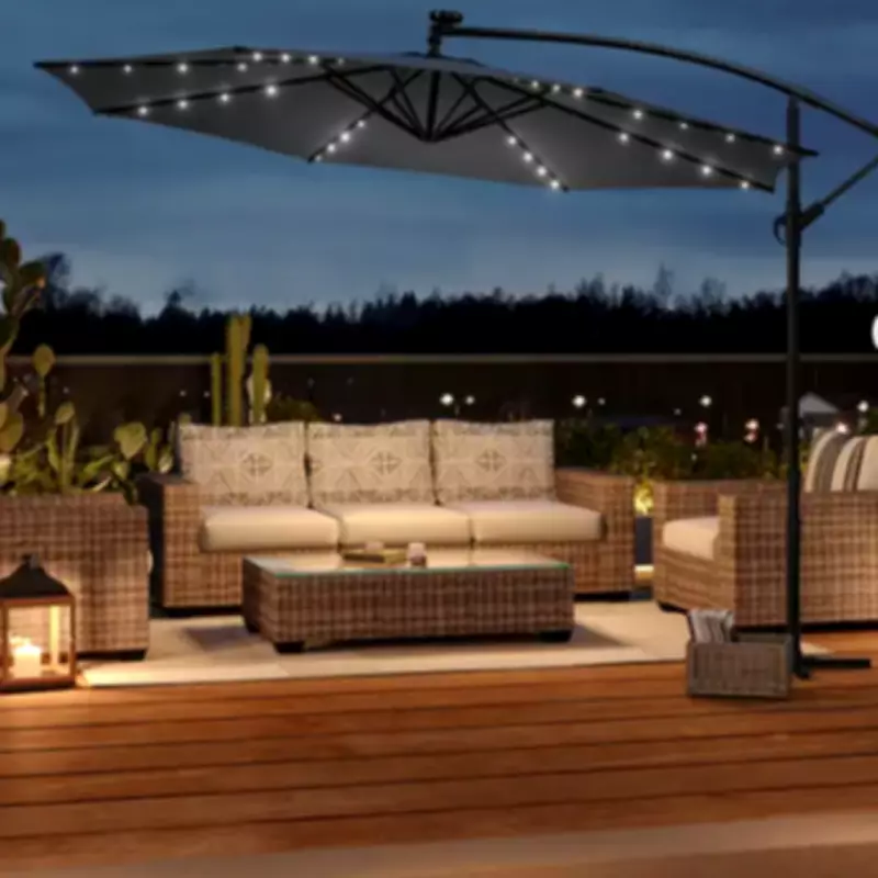 LED Garden Parasol with Solar Lights Drops to £79 in Spring Sale