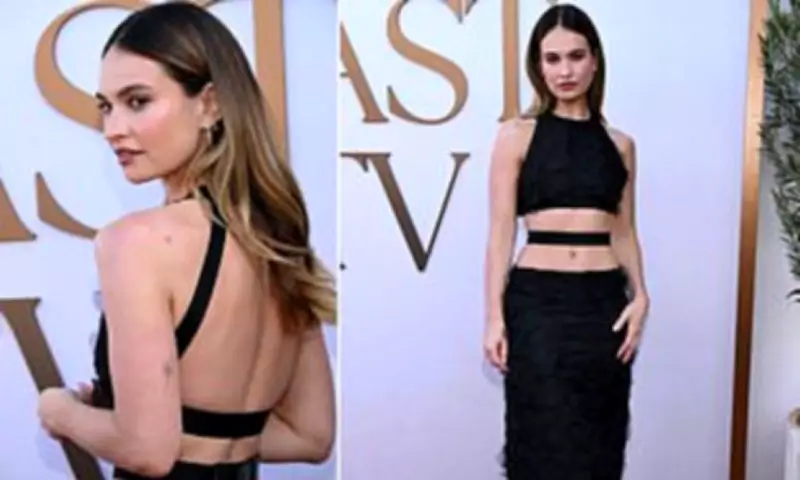 Lily James Shows Off Rare Tattoos in Daring Cut-Out Gown at Disney Event