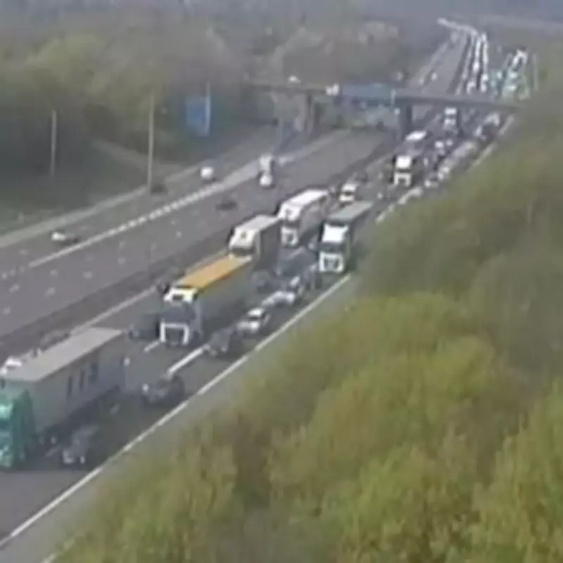 M1 Motorway Closed Both Ways After Car Crashes Off Bridge Near Leicester