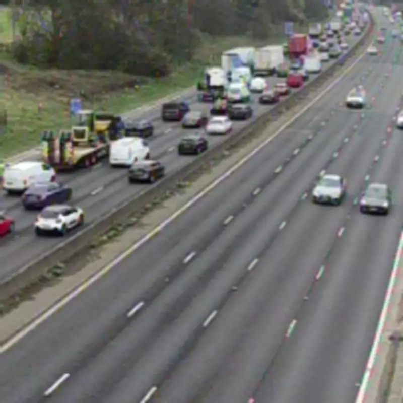 M56 Motorway Crash Blocks Eastbound Carriageway Near Manchester Airport