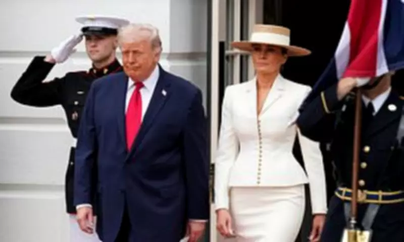 Melania Trump Dazzles in Cream Suit for King Charles State Visit