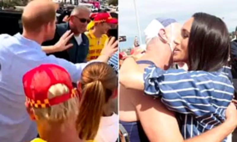 Prince Harry Jokes 'Easy, Easy' as Meghan Hugs Lifeguard in Australia