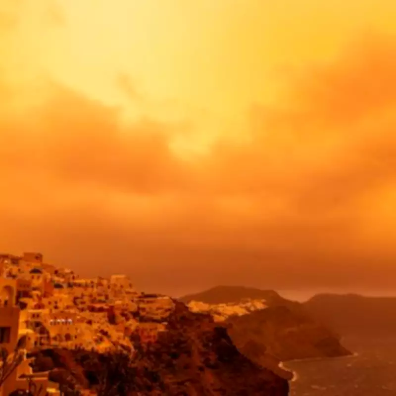 Santorini Sky Turns Orange as Saharan Dust Storm Sparks Health and Travel Chaos
