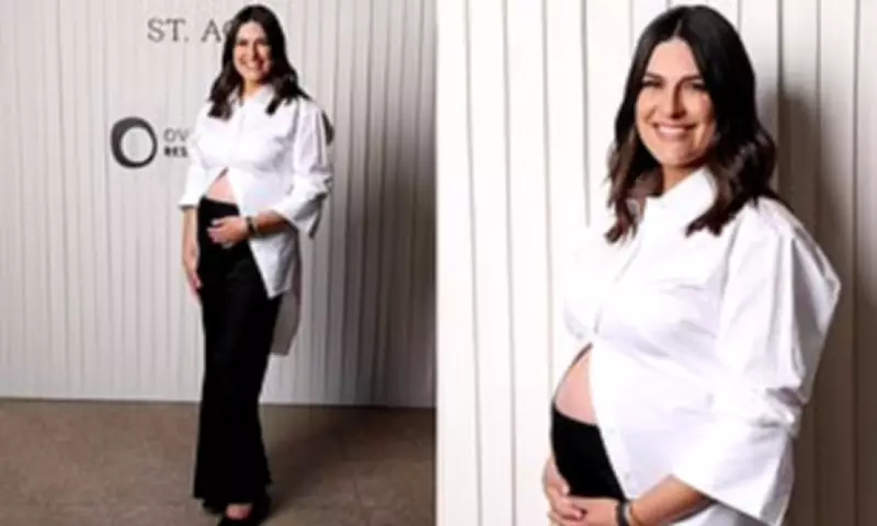 Sarah Abo Shows Baby Bump at Sydney Witchery White Shirt Campaign Launch