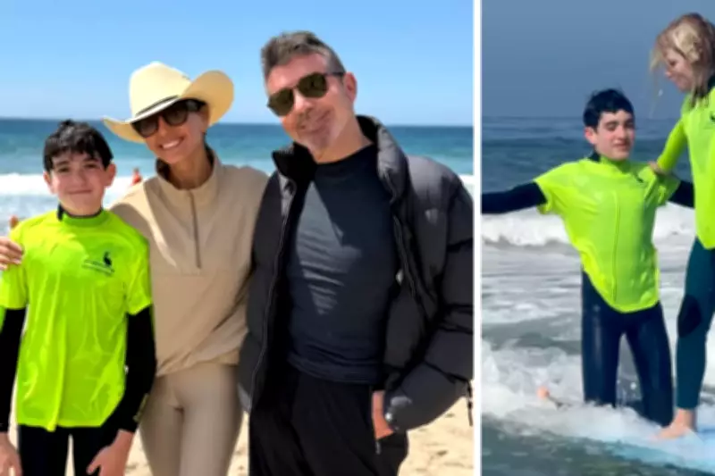 Simon Cowell's Son Eric Seen Surfing in Malibu on Rare Family Holiday