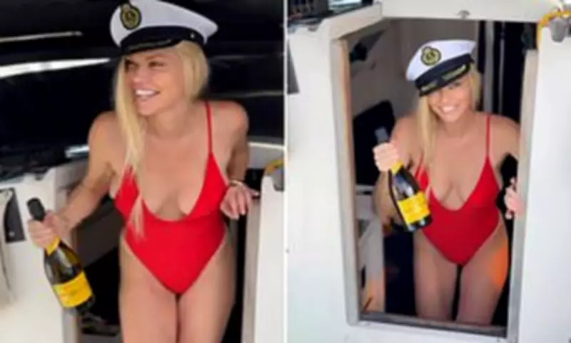Sophie Monk's Yacht Day in Red Swimsuit and TikTok Trend Attempt