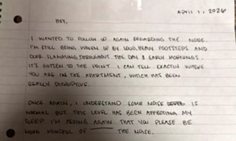 Tenant Feels He's Walking on Eggshells After Neighbour's Noise Complaint Note