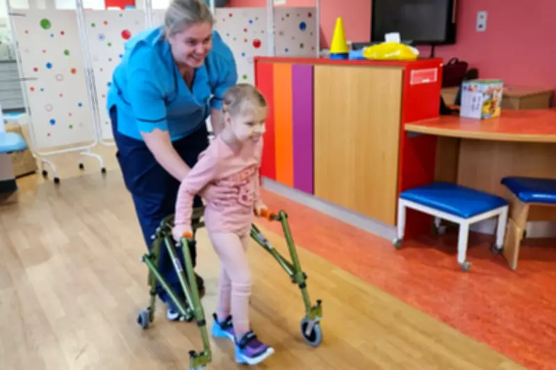 Toddler learns to walk and talk again after brain tumour surgery
