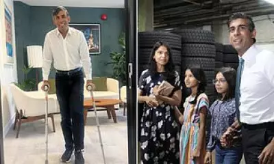 Rishi Sunak Injured Skiing While Showing Off to Daughters, Posts Crutches Photo