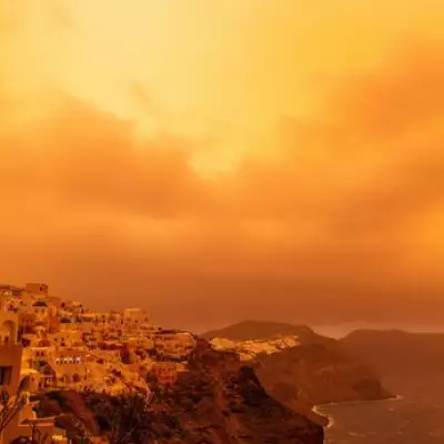 Santorini Sky Turns Orange as Saharan Dust Storm Sparks Health and Travel Chaos