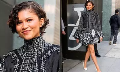 Zendaya Stuns in Tweed Ensemble Amid Marriage Speculation During Film Promo