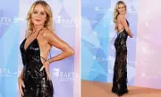 Amanda Holden Stuns in Daring Black Dress at BAFTA TV Nominees Party