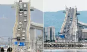 Japan's 'Rollercoaster Bridge' Terrifies Drivers with Near-Vertical Illusion