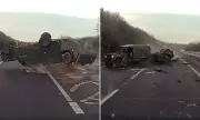 Military Land Rover Sent Somersaulting After Reckless Driver Cuts Off Convoy