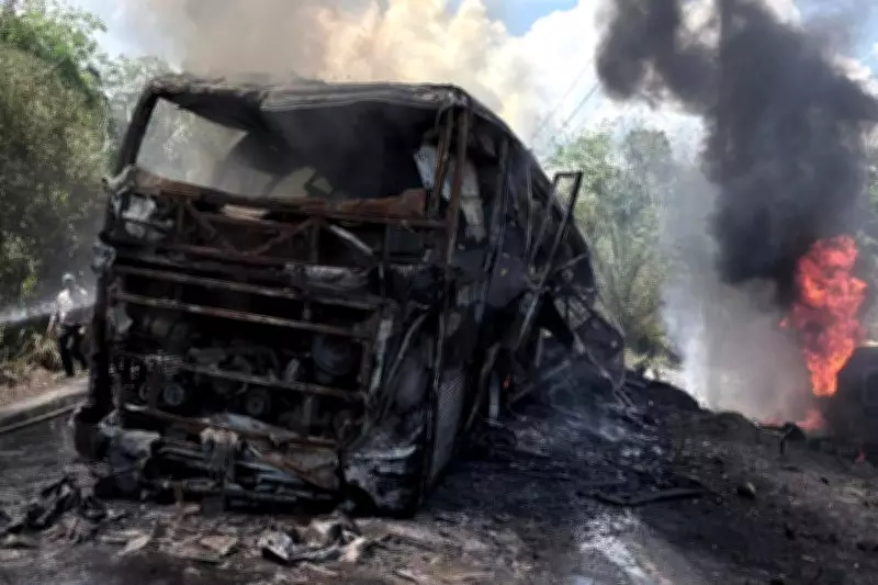 16 Killed as Passenger Bus Hits Fuel Tanker in Indonesia