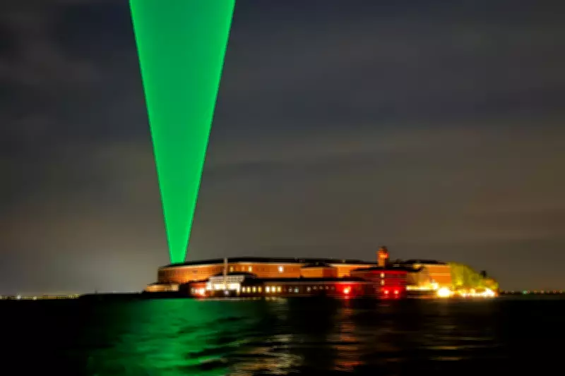 Artist Chris Levine's Laser Installation Seen from Space at Venice Biennale 2026