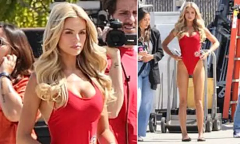 Brooks Nader Channels Pamela Anderson in Baywatch Reboot Red Swimsuit