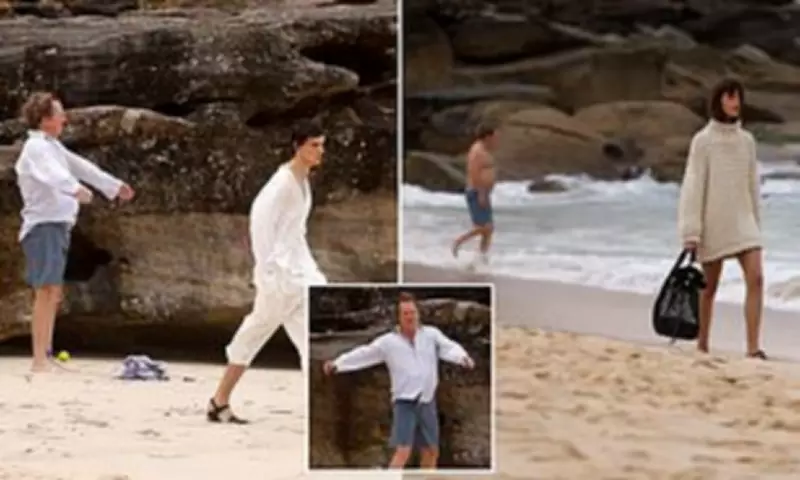 Dad accidentally steals show at Australian Fashion Week beach runway