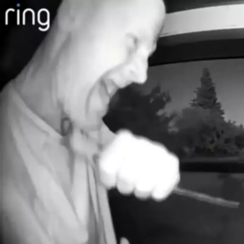 Doorbell camera captures knife-wielding man outside family home in terrifying ordeal