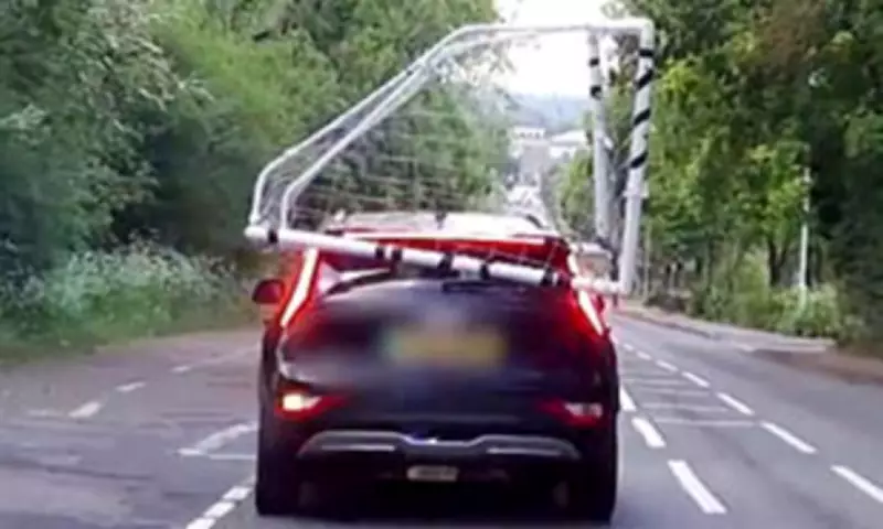 Driver Stopped for Balancing Football Goal on Car Roof in Viral Video