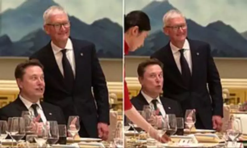 Elon Musk Pulls Silly Faces at China Banquet with Tim Cook