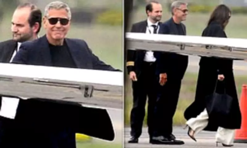 George Clooney and Amal Board Private Jet in Poland