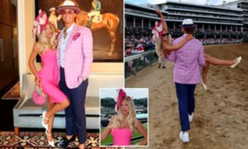 Giants QB Jaxson Dart and Model Girlfriend Marissa Ayers at Kentucky Oaks