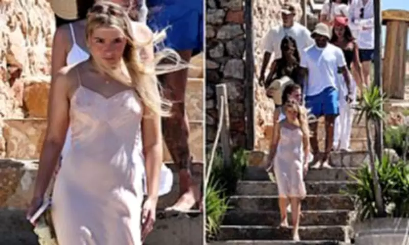 Harper Beckham, 14, wears mum Victoria's dress and £2,200 clutch for family lunch