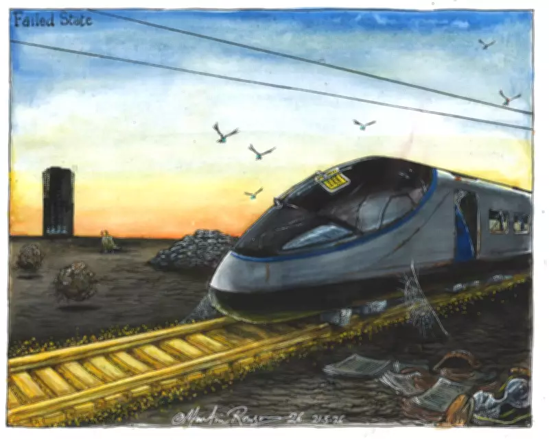 HS2 Costs Soar: Cartoon Highlights Government's Rail Project Woes