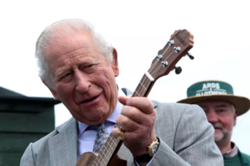 King Charles Strumming Ukulele Delights Crowd at Co Down Allotment